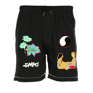 Jungles Jungles Connection Chenille Embroidered Shorts Black LG (34 Waist)